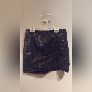 Ramy Brook Shimmering lured Black Leopard Mini Skirt Sz S
